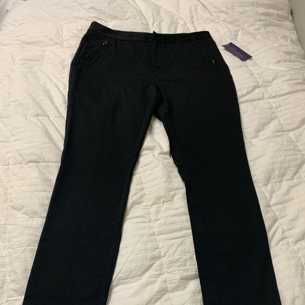 NYDJ stretch knit black trousers size 12 NWT